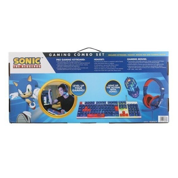 New Sonic The Hedgehog Gaming Combo Set With Keyboard Headset Mouse - Picture 5 of 8